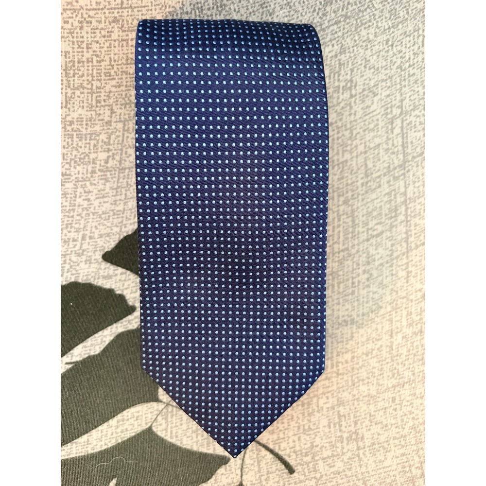 Charles Tyrwhitt Necktie 3.5" Wide Navy Blue Micro Dot Silk Professional Work